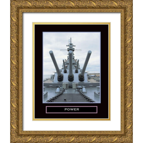 Power - Battleship Gold Ornate Wood Framed Art Print with Double Matting by Unknown