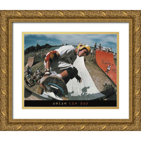 Roller Blading Extreme Gold Ornate Wood Framed Art Print with Double Matting by Unknown