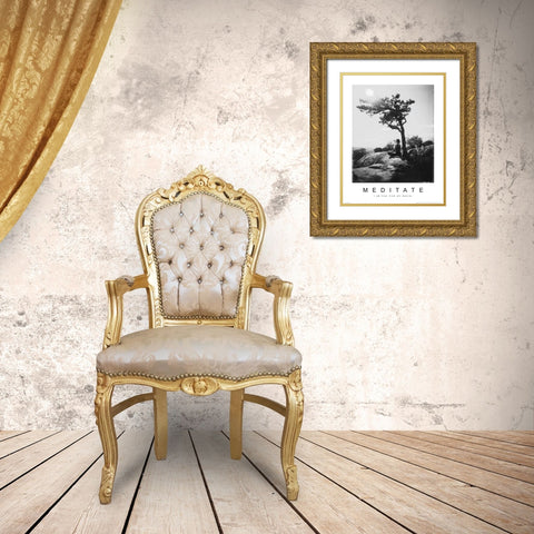 Meditate - Yoga Gold Ornate Wood Framed Art Print with Double Matting by Unknown