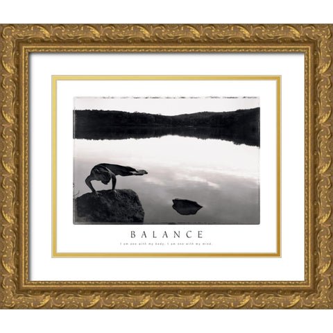 Balance - Yoga Gold Ornate Wood Framed Art Print with Double Matting by Frontline
