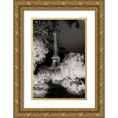 Tour Eiffel Gold Ornate Wood Framed Art Print with Double Matting by Unknown