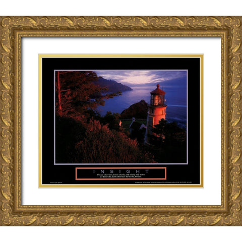 Lighthouse - Insight Gold Ornate Wood Framed Art Print with Double Matting by Unknown