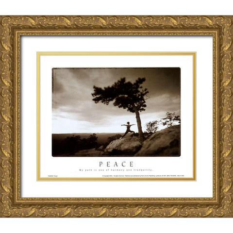 Zen - Peace Gold Ornate Wood Framed Art Print with Double Matting by Unknown