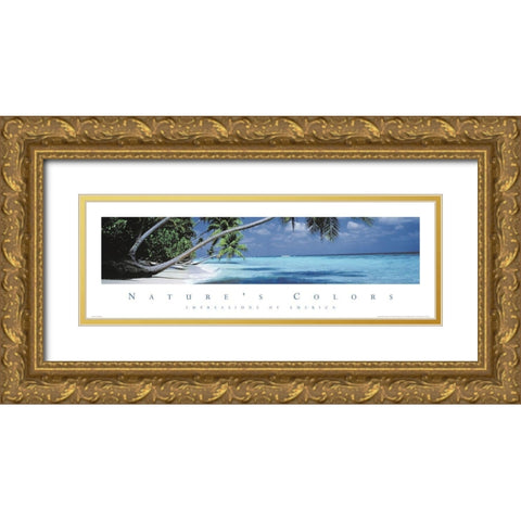 Natures Colors Palm Trees Gold Ornate Wood Framed Art Print with Double Matting by Unknown