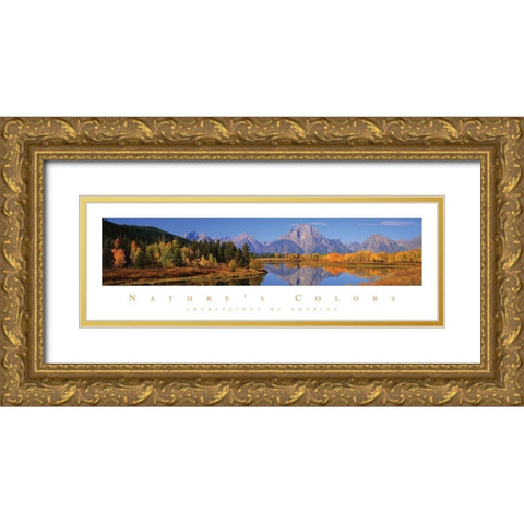 Natures Colors - Mountains Gold Ornate Wood Framed Art Print with Double Matting by Frontline