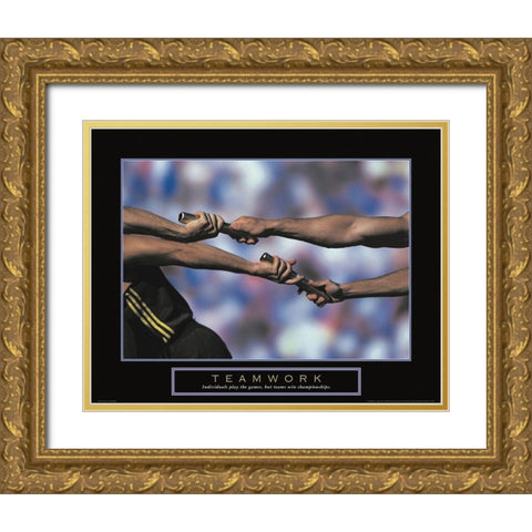 Teamwork - Track and Field Gold Ornate Wood Framed Art Print with Double Matting by Unknown