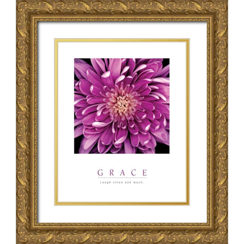 Grace - Purple Mum Gold Ornate Wood Framed Art Print with Double Matting by Unknown