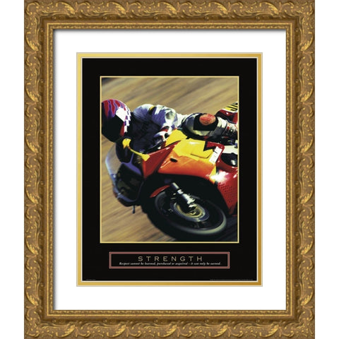 Strength - Motorcycle Gold Ornate Wood Framed Art Print with Double Matting by Unknown