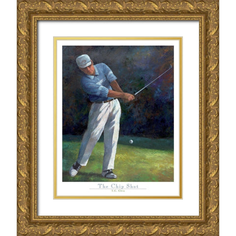 Chip Shot Gold Ornate Wood Framed Art Print with Double Matting by Unknown