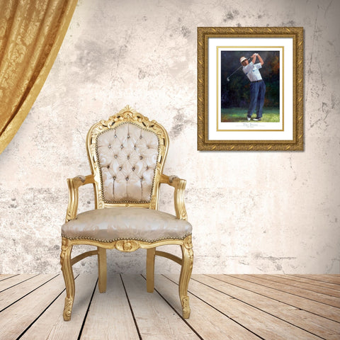 Golf The Drive Gold Ornate Wood Framed Art Print with Double Matting by Frontline