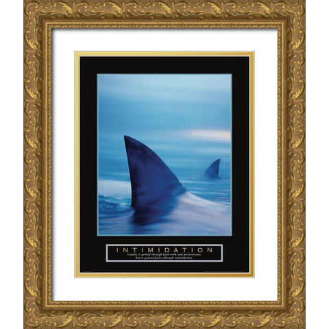 Intimidation - Sharks Gold Ornate Wood Framed Art Print with Double Matting by Frontline