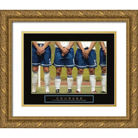 Courage - Soccer Gold Ornate Wood Framed Art Print with Double Matting by Frontline