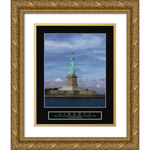 Statue of Liberty Gold Ornate Wood Framed Art Print with Double Matting by Frontline
