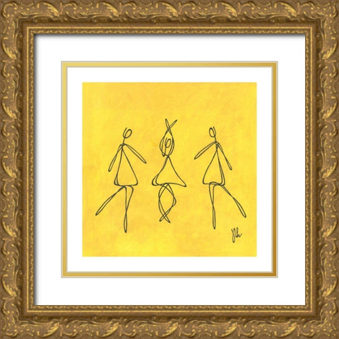 Yellow Dancers Gold Ornate Wood Framed Art Print with Double Matting by Frontline
