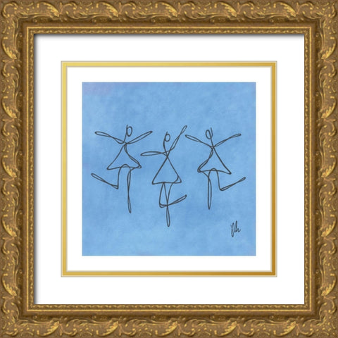 Blue Dancers Gold Ornate Wood Framed Art Print with Double Matting by Frontline