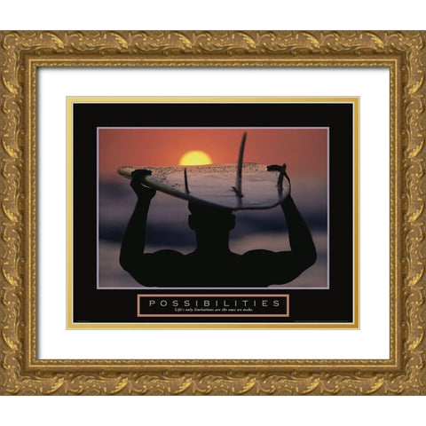 Possibilities - Surfer Gold Ornate Wood Framed Art Print with Double Matting by Frontline