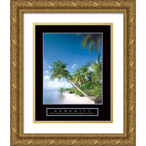 Serenity - Palm Trees Gold Ornate Wood Framed Art Print with Double Matting by Frontline