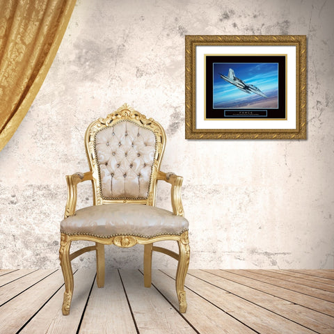 Force - Fighter Jet Gold Ornate Wood Framed Art Print with Double Matting by Unknown