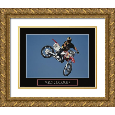 Confidence - Motocross Gold Ornate Wood Framed Art Print with Double Matting by Frontline