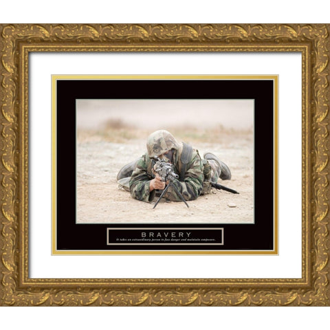 Bravery - Sniper Gold Ornate Wood Framed Art Print with Double Matting by Frontline