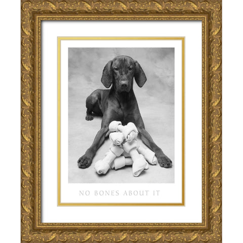 Dog and his Bone Gold Ornate Wood Framed Art Print with Double Matting by Frontline