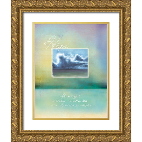Hope Inspirational Gold Ornate Wood Framed Art Print with Double Matting by Frontline