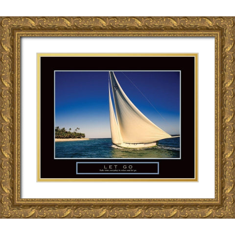 Let Go - Sailing Gold Ornate Wood Framed Art Print with Double Matting by Frontline