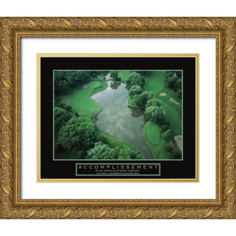 Accomplissement - Golf Gold Ornate Wood Framed Art Print with Double Matting by Frontline