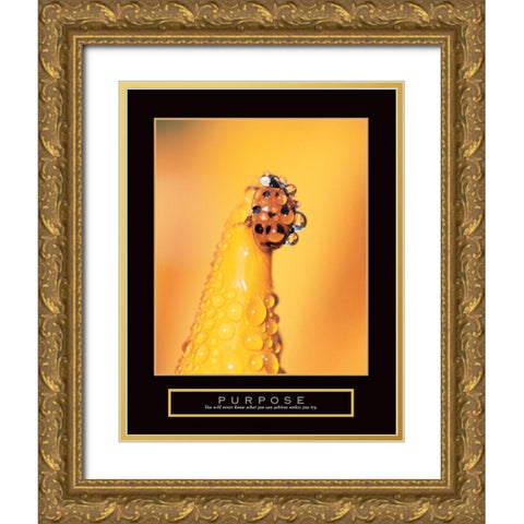 Purpose - Lady Bug Gold Ornate Wood Framed Art Print with Double Matting by Frontline
