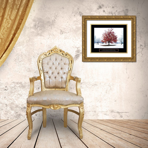 Endurance - Snowy Tree Gold Ornate Wood Framed Art Print with Double Matting by Frontline