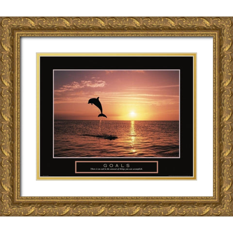 Goals - Dolphin Gold Ornate Wood Framed Art Print with Double Matting by Frontline