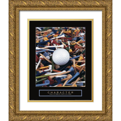 Character - Golf Tees Gold Ornate Wood Framed Art Print with Double Matting by Frontline