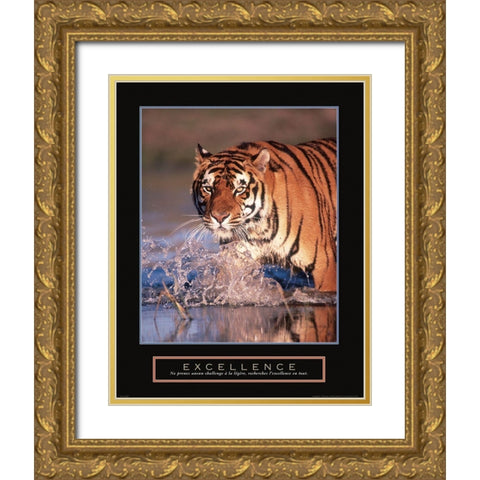 Excellence - Tiger Gold Ornate Wood Framed Art Print with Double Matting by Frontline