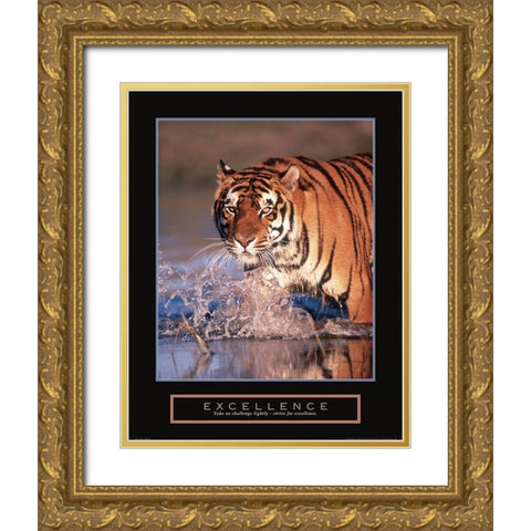 Excellence - Tiger Gold Ornate Wood Framed Art Print with Double Matting by Frontline