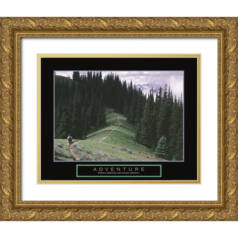 Adventure - Hiking Gold Ornate Wood Framed Art Print with Double Matting by Frontline