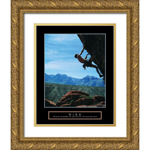 Risk - Climber Gold Ornate Wood Framed Art Print with Double Matting by Frontline