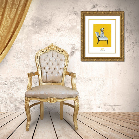 Dalmatian Sitting Gold Ornate Wood Framed Art Print with Double Matting by Frontline
