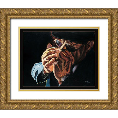 Jazz Blowin Blues Gold Ornate Wood Framed Art Print with Double Matting by Frontline
