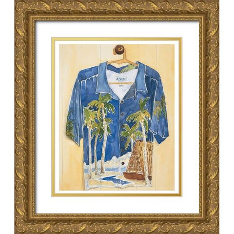 Palm Trees Shirt Gold Ornate Wood Framed Art Print with Double Matting by Frontline