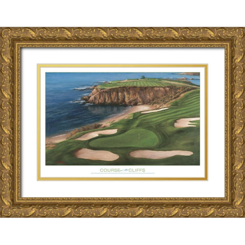 Course on the Cliffs Gold Ornate Wood Framed Art Print with Double Matting by Frontline