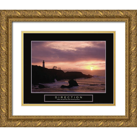 Direction - Lighthouse Gold Ornate Wood Framed Art Print with Double Matting by Frontline