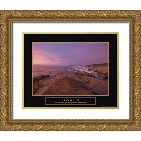 Goals - Beach Gold Ornate Wood Framed Art Print with Double Matting by Frontline