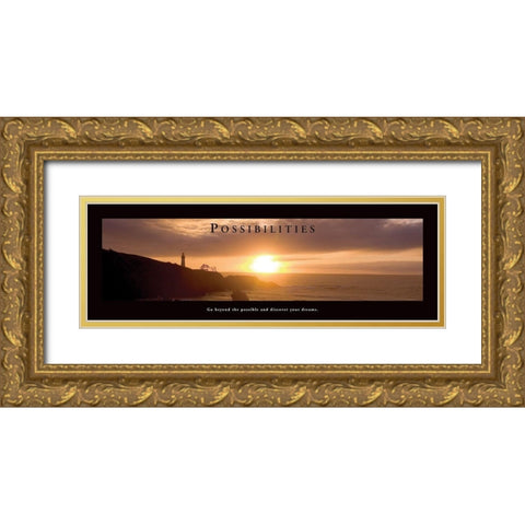 Possibilities - Lighthouse Gold Ornate Wood Framed Art Print with Double Matting by Frontline