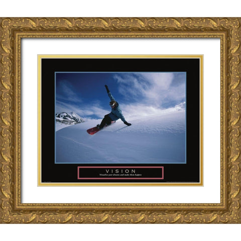 Vision - Snowboarder Gold Ornate Wood Framed Art Print with Double Matting by Frontline