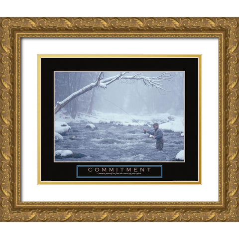 Commitment - Fisherman Gold Ornate Wood Framed Art Print with Double Matting by Frontline