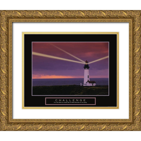Challenge - Lighthouse Gold Ornate Wood Framed Art Print with Double Matting by Frontline