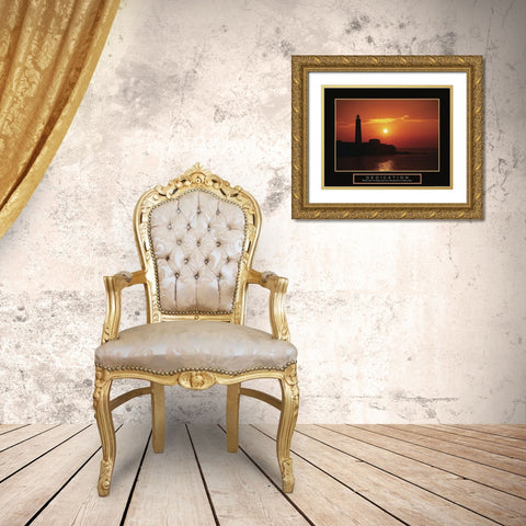 Dedication - Lighthouse Gold Ornate Wood Framed Art Print with Double Matting by Frontline