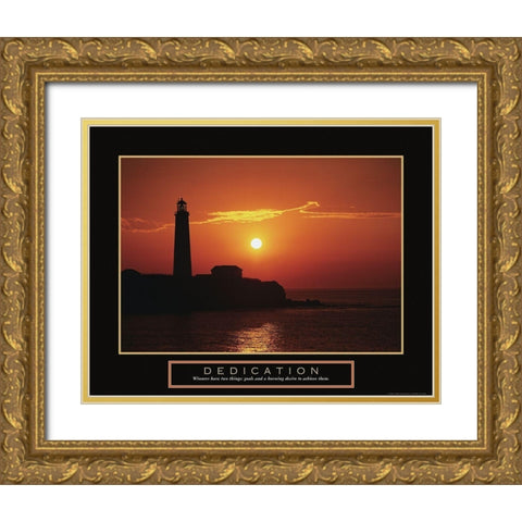 Dedication - Lighthouse Gold Ornate Wood Framed Art Print with Double Matting by Frontline