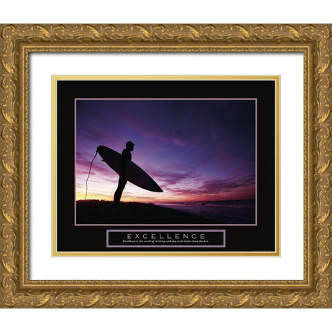 Excellence - Surfer Gold Ornate Wood Framed Art Print with Double Matting by Frontline