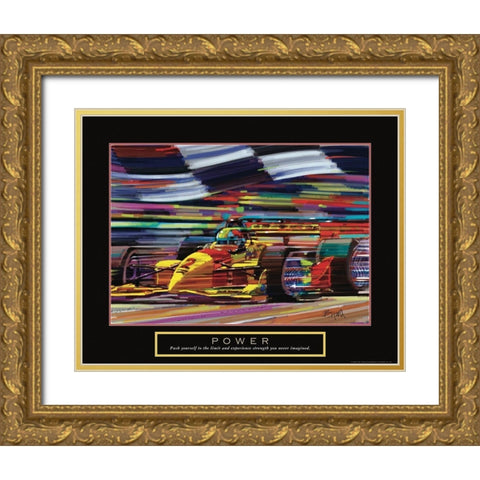 Power - Race Car Gold Ornate Wood Framed Art Print with Double Matting by Frontline
